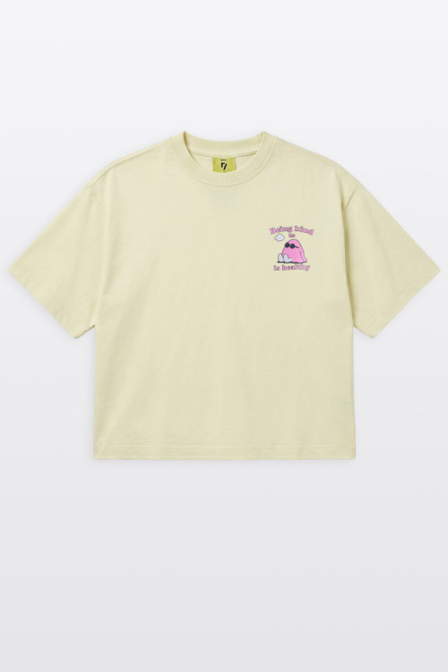 Żółty t-shirt BOXY z autorską grafiką z tyłu