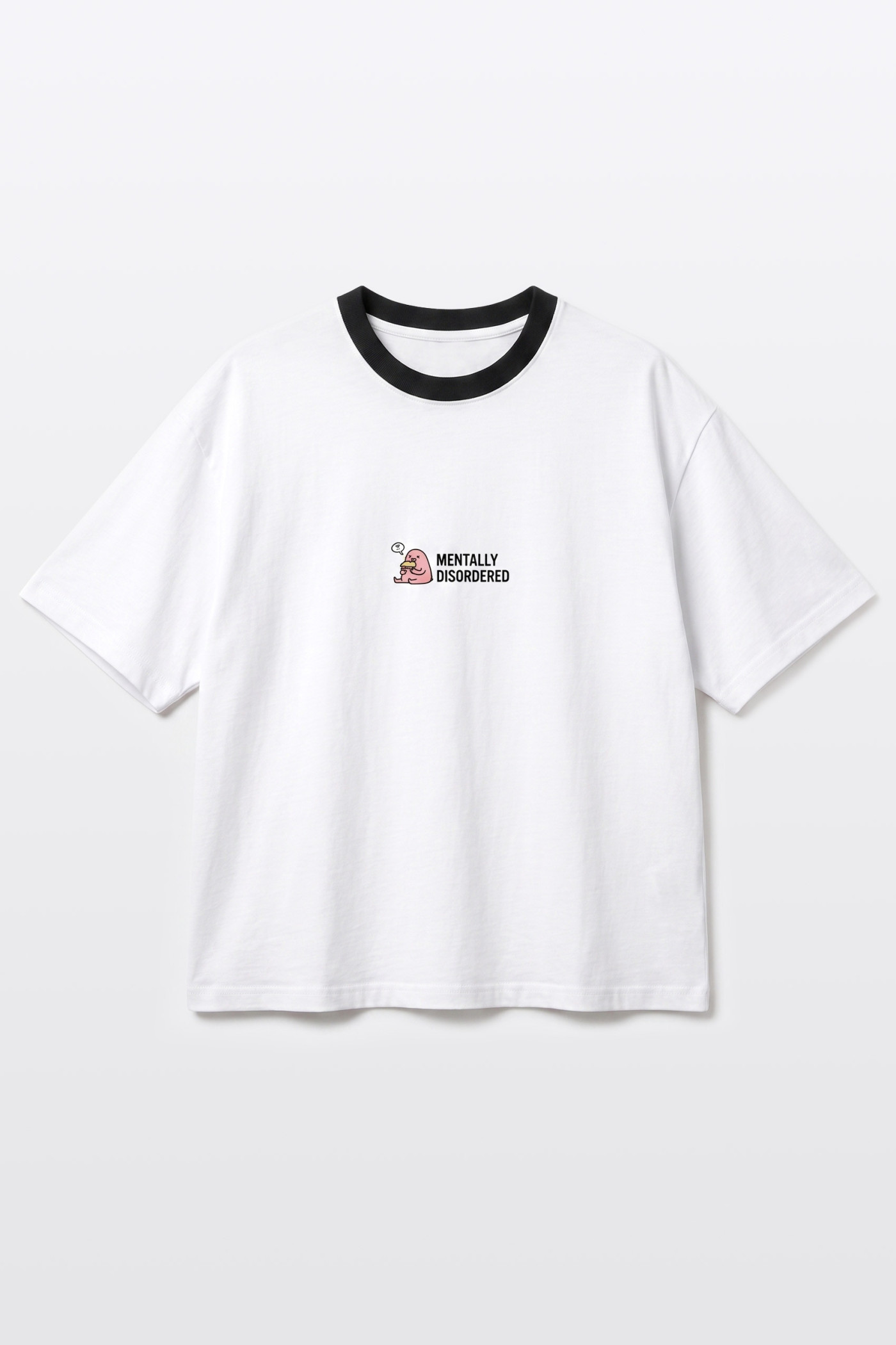Biały t-shirt BOXY z minimalustyczną autorską grafiką z przodu