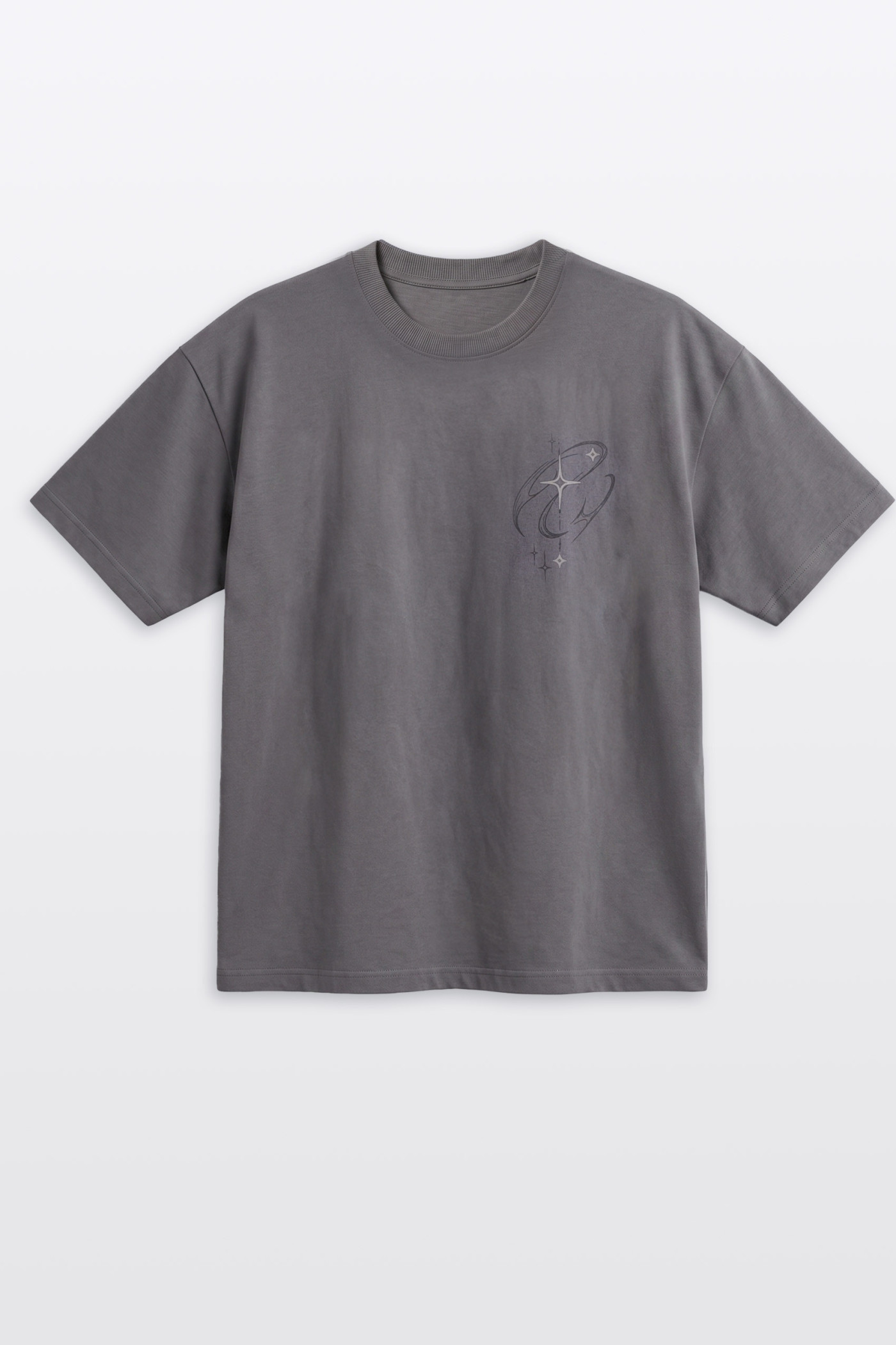 Ciemnoszary t-shirt OVERSIZE z autorską grafiką z z tyłu