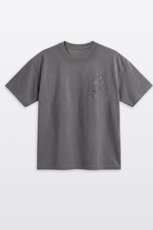 Ciemnoszary t-shirt OVERSIZE z autorską grafiką z z tyłu