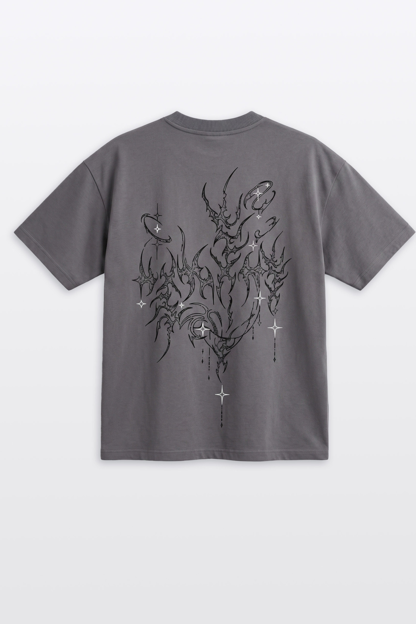 Ciemnoszary t-shirt OVERSIZE z autorską grafiką z z tyłu