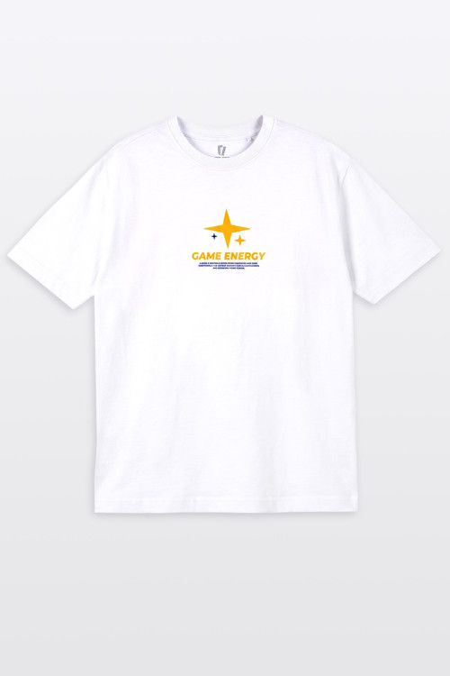 Biały t-shirt REGULAR z autorskimi grafikami