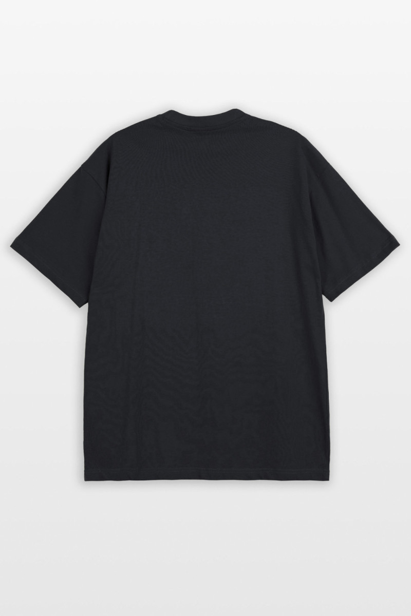 Czarny t-shirt LOOSE z nadrukami z przodu