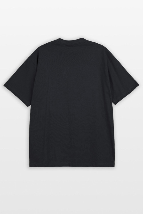 Czarny t-shirt LOOSE z nadrukami z przodu