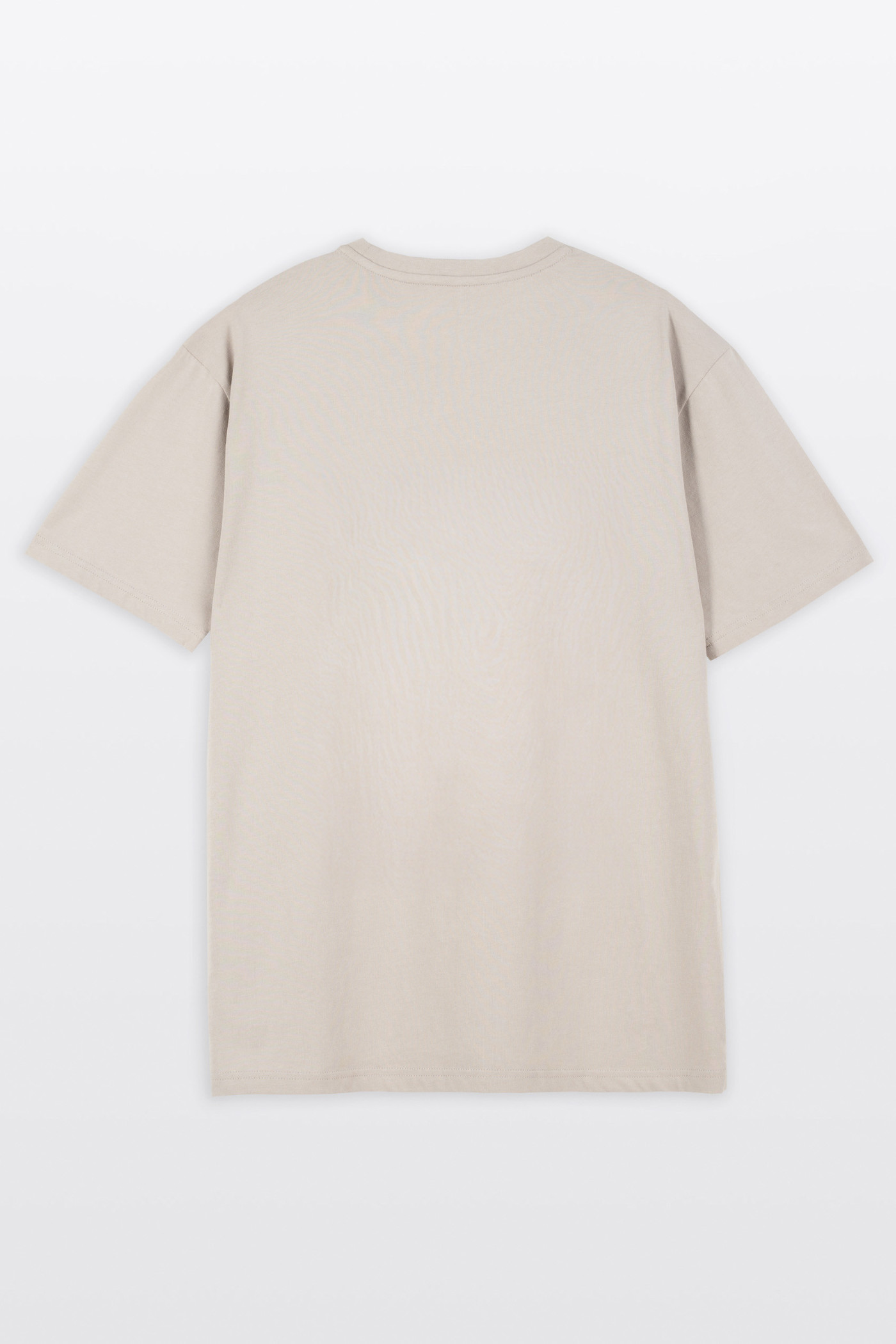 Beżowy t-shirt LOOSE z nadrukami z przodu