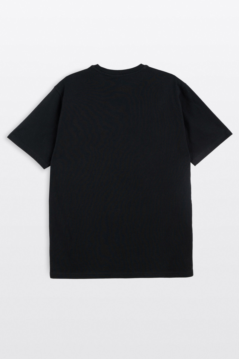 Czarny t-shirt REGULAR z minimalistyczną autorską grafiką z przodu