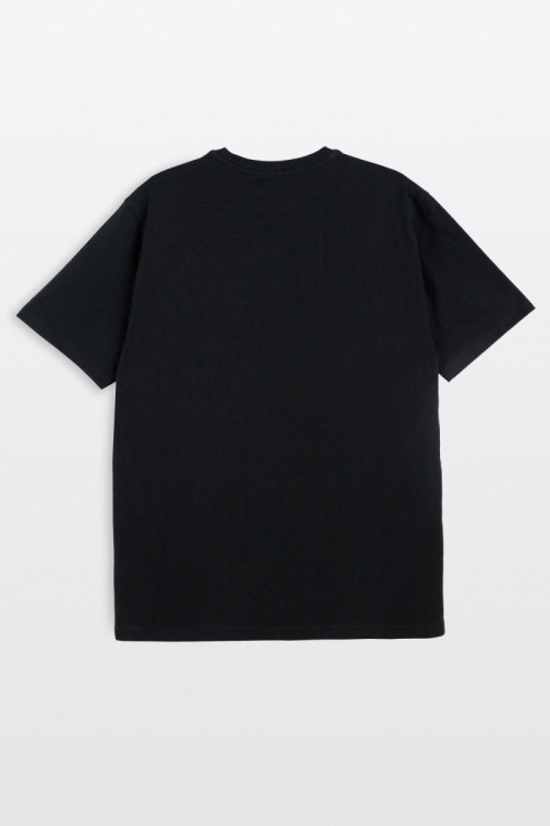 Czarny t-shirt REGULAR z minimalistyczną autorską grafiką z przodu