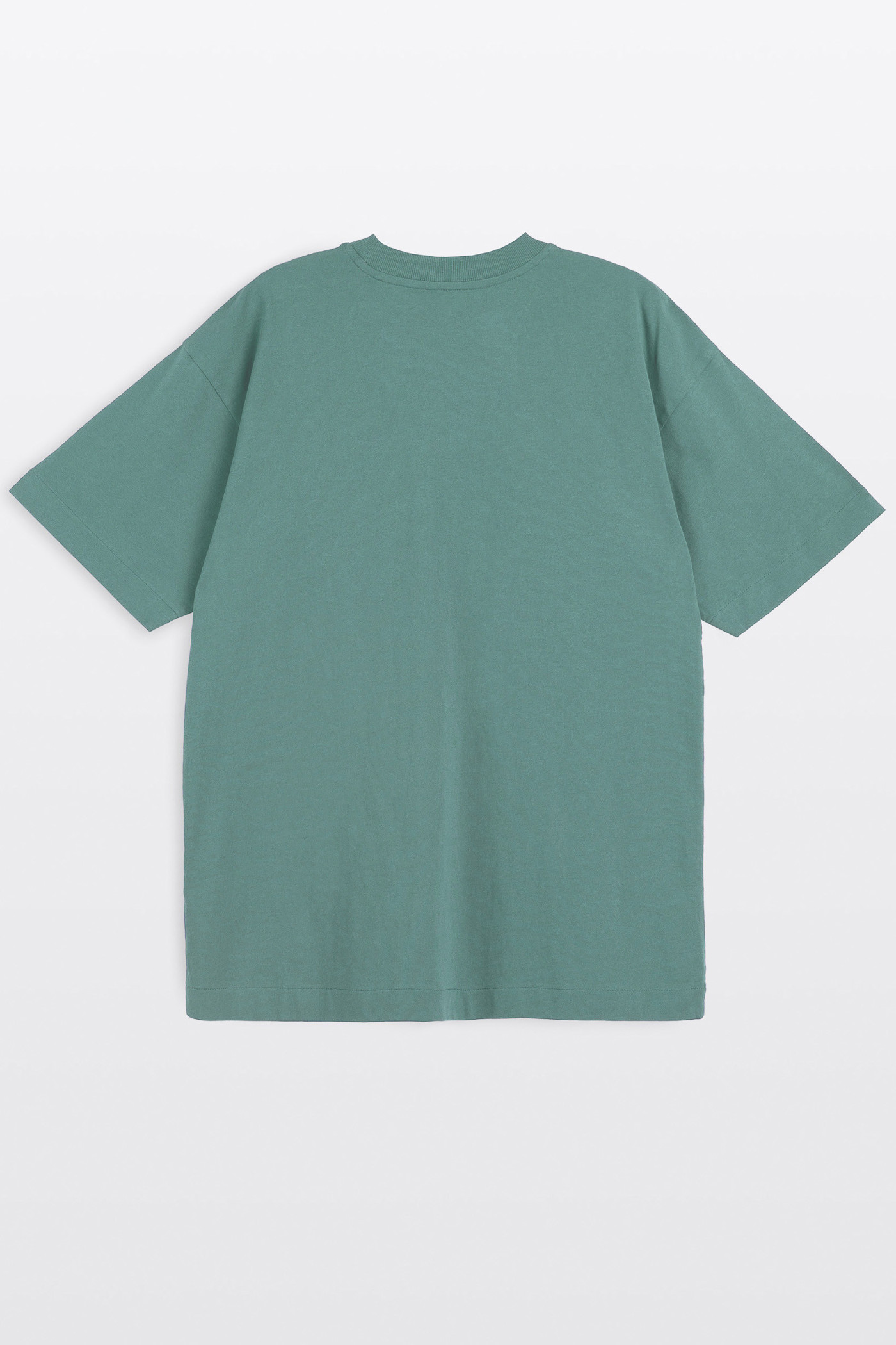 Zielony t-shirt REGULAR z minimalistyczną autorską grafiką z przodu