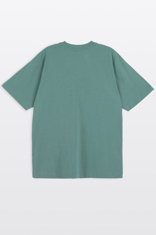 Zielony t-shirt REGULAR z minimalistyczną autorską grafiką z przodu