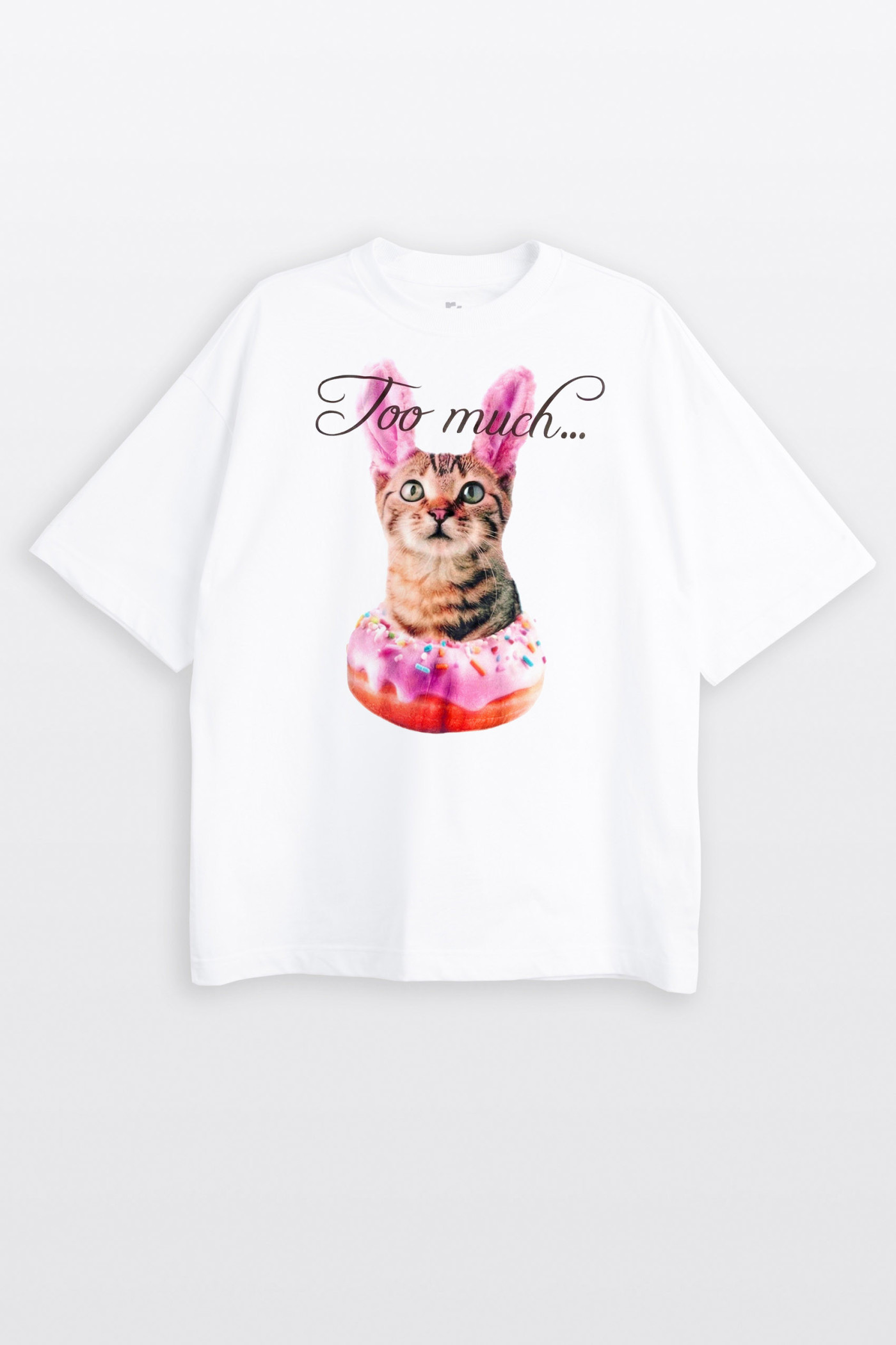 Biały t-shirt OVERSIZE z autorską grafiką z przodu
