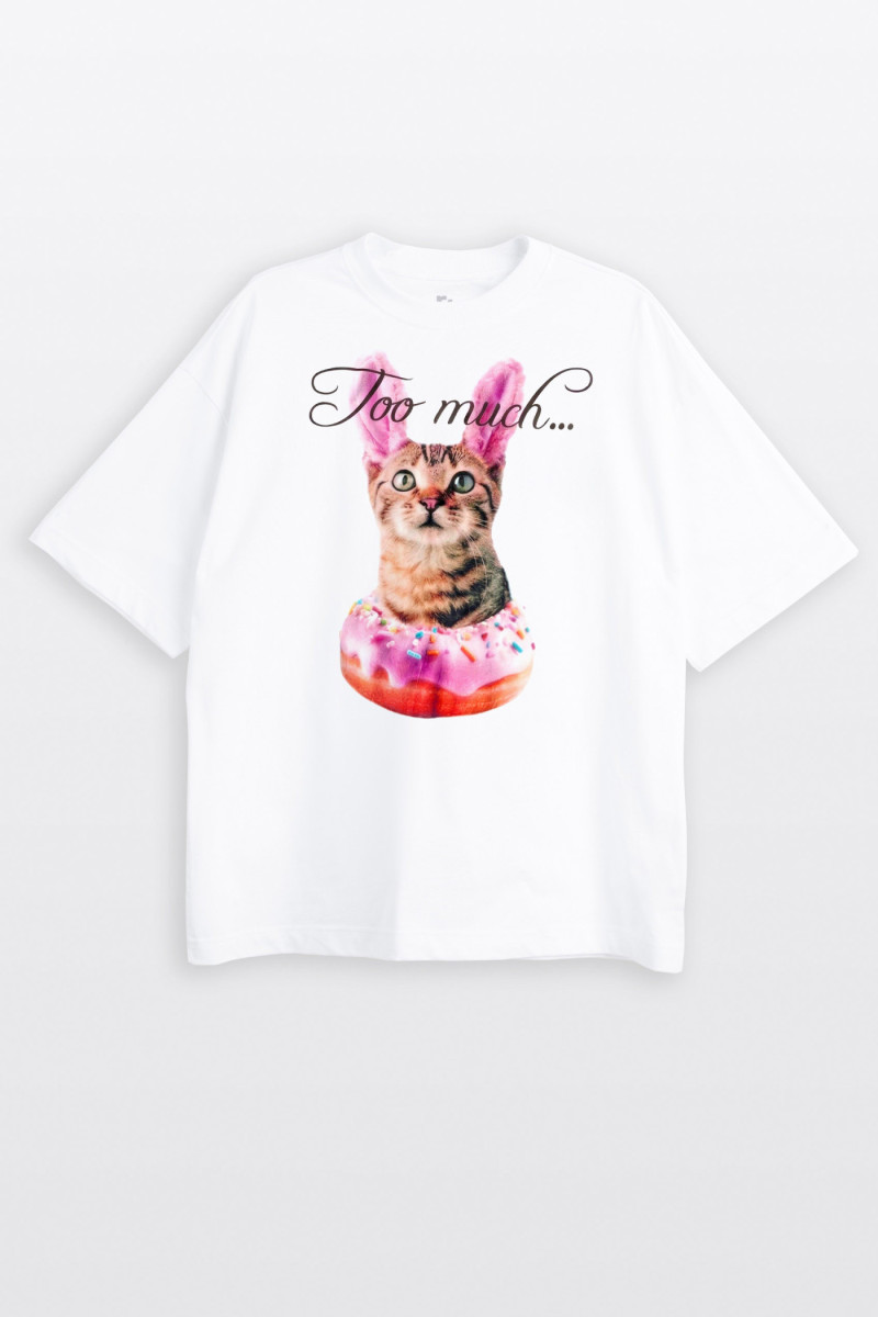 Biały t-shirt OVERSIZE z autorską grafiką z przodu