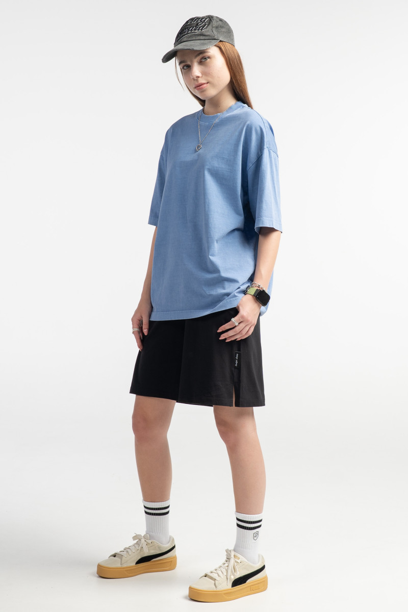 Niebieski t-shirt OVERSIZE z nadrukiem z tyłu