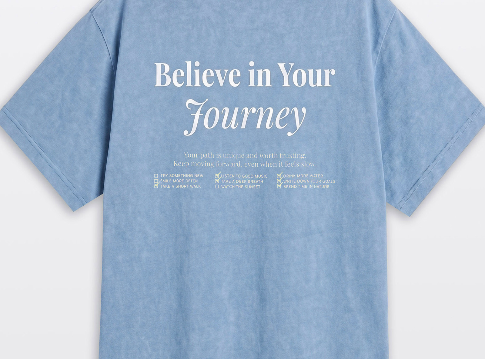 Niebieski t-shirt OVERSIZE z nadrukiem z tyłu