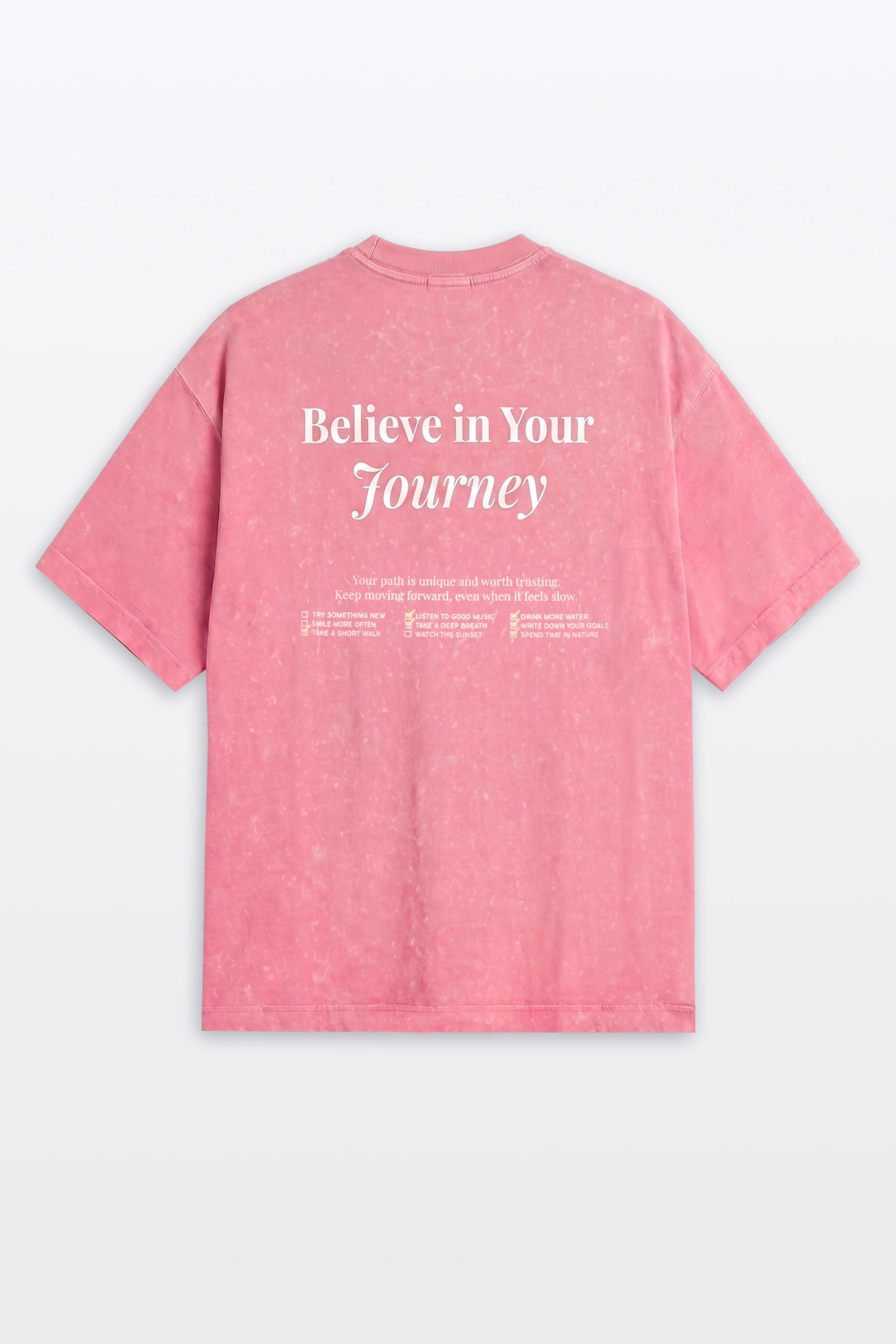 Różowy t-shirt OVERSIZE z nadrukiem z tyłu