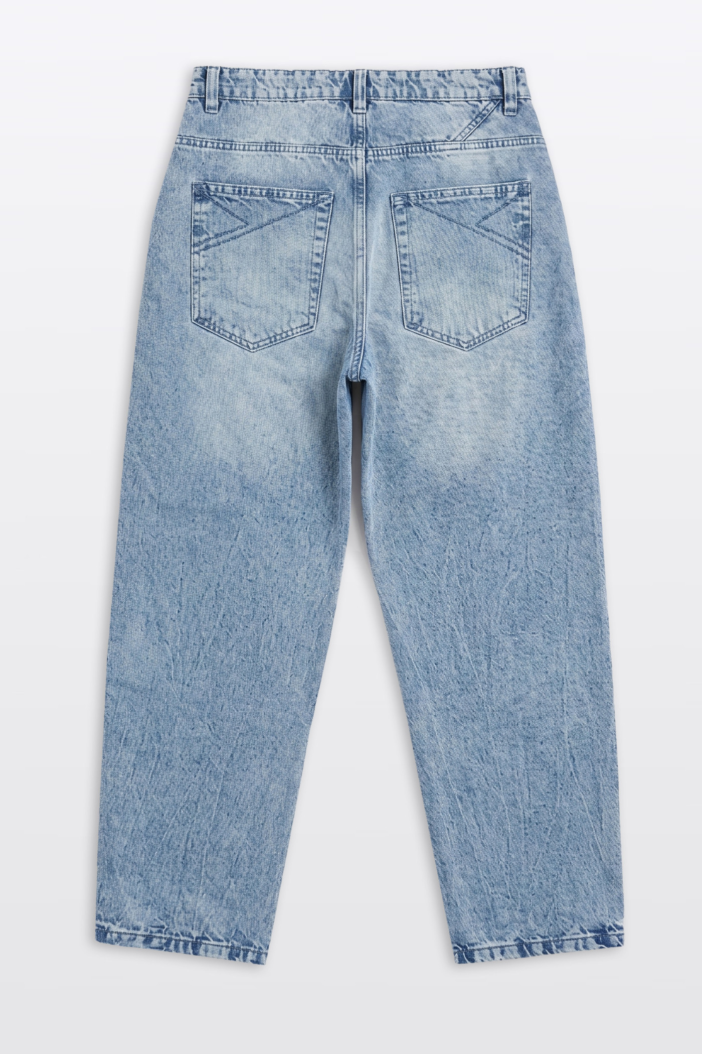 Niebieskie spodnie jeansowe o kroju BAGGY z efektem sprania