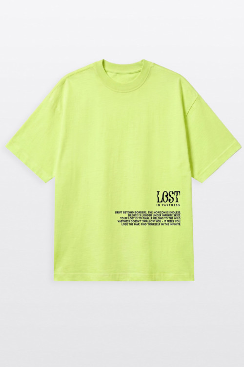Żółty t-shirt LOOSE z nadrukami
