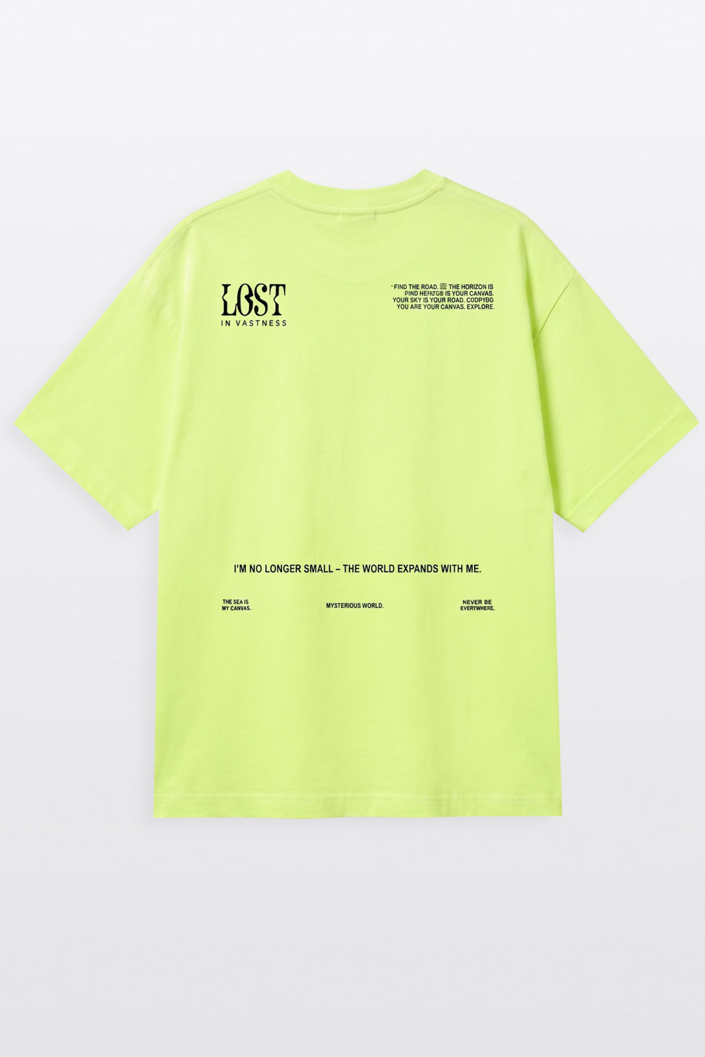 Żółty t-shirt LOOSE z nadrukami