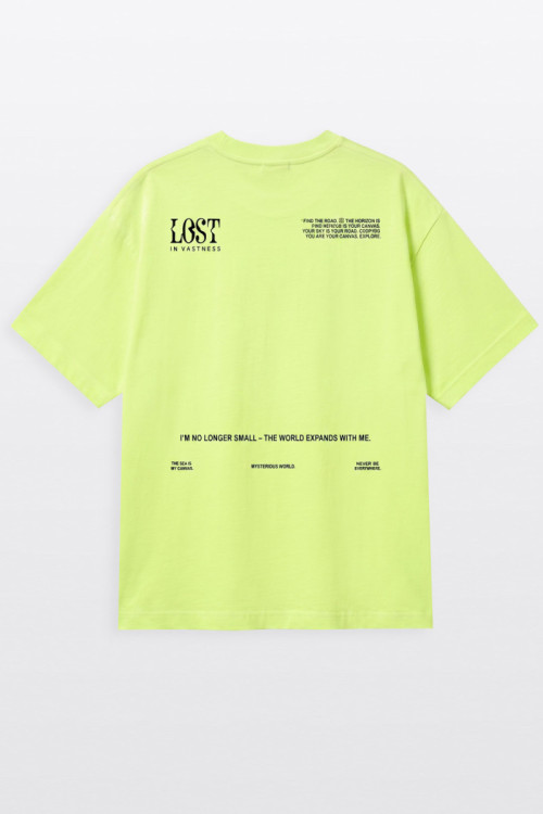 Żółty t-shirt LOOSE z nadrukami