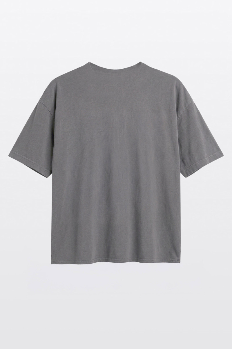 Ciemnoszary t-shirt OVERSIZE z autorską grafiką z przodu