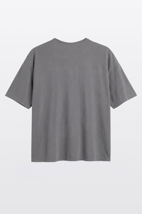 Ciemnoszary t-shirt OVERSIZE z autorską grafiką z przodu
