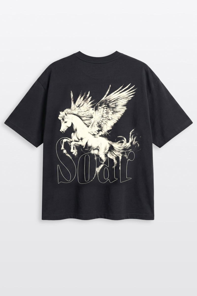 Czarny t-shirt OVERSIZE z autorską grafiką z tyłu