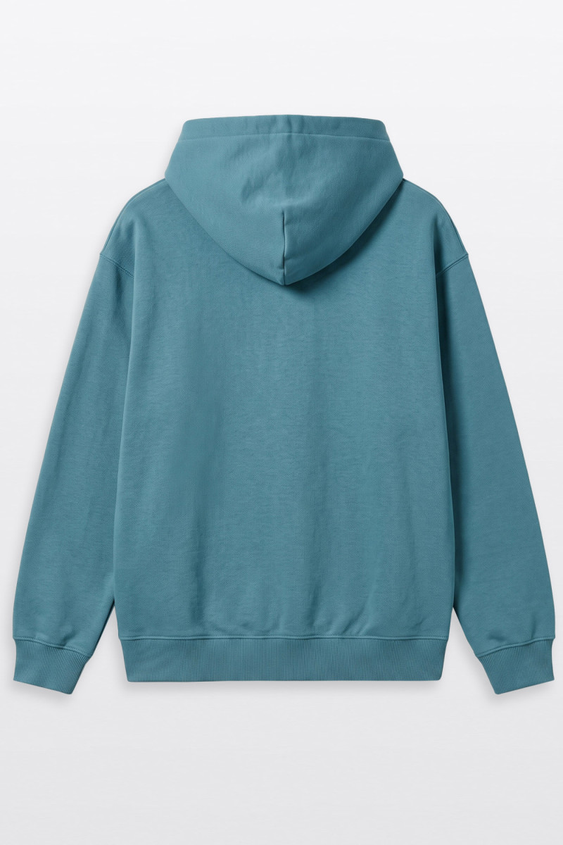 Zielona bluza COMFORT z kapturem z minimalistycznym nadrukiem z przodu