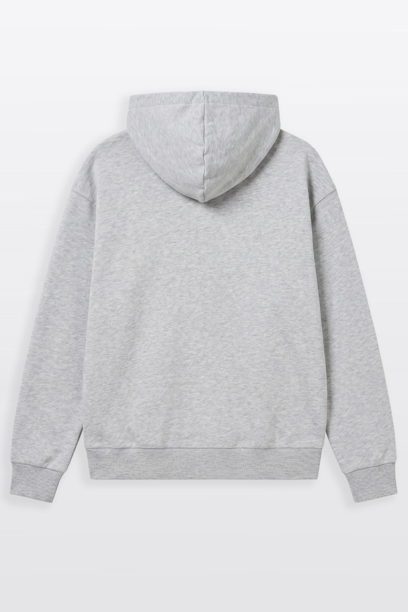 Szara bluza REGULAR z kapturem z minimalistyczną naszywką na rękawie
