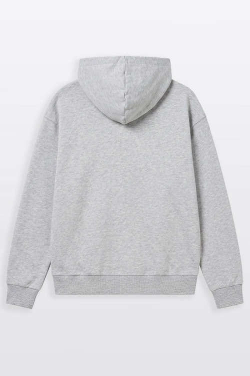Szara bluza REGULAR z kapturem z minimalistyczną naszywką na rękawie