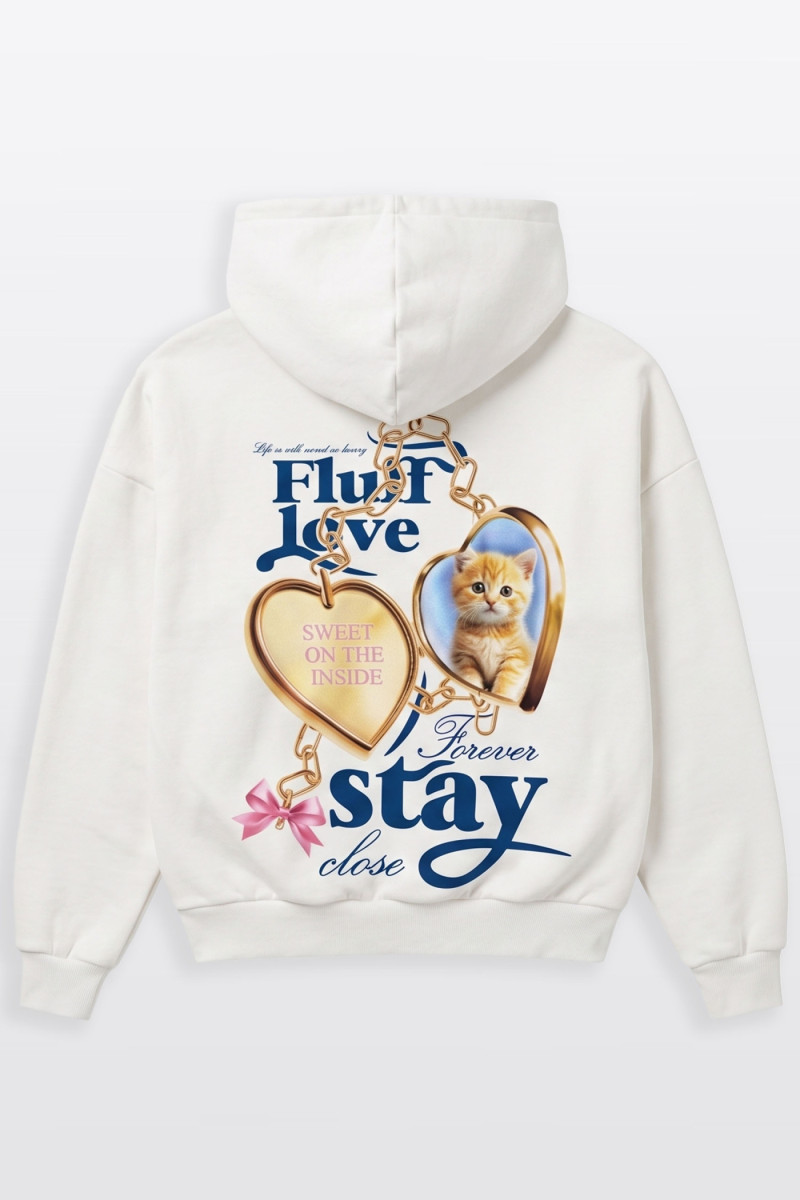 Kremowa bluza BOXY z autorską grafiką z tyłu