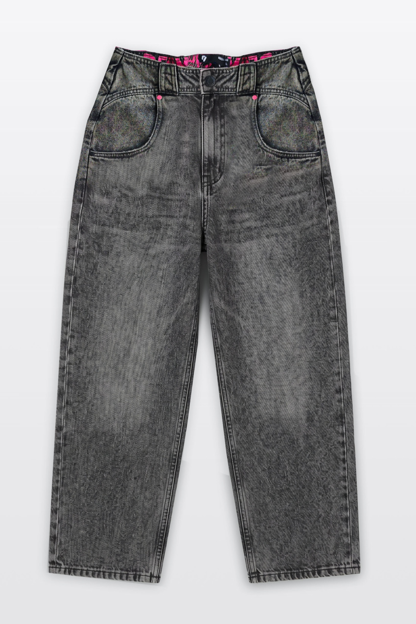 Szare spodnie jeansowe BAGGY z modnymi przetarciami