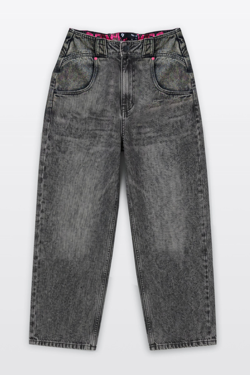 Szare spodnie jeansowe BAGGY z modnymi przetarciami