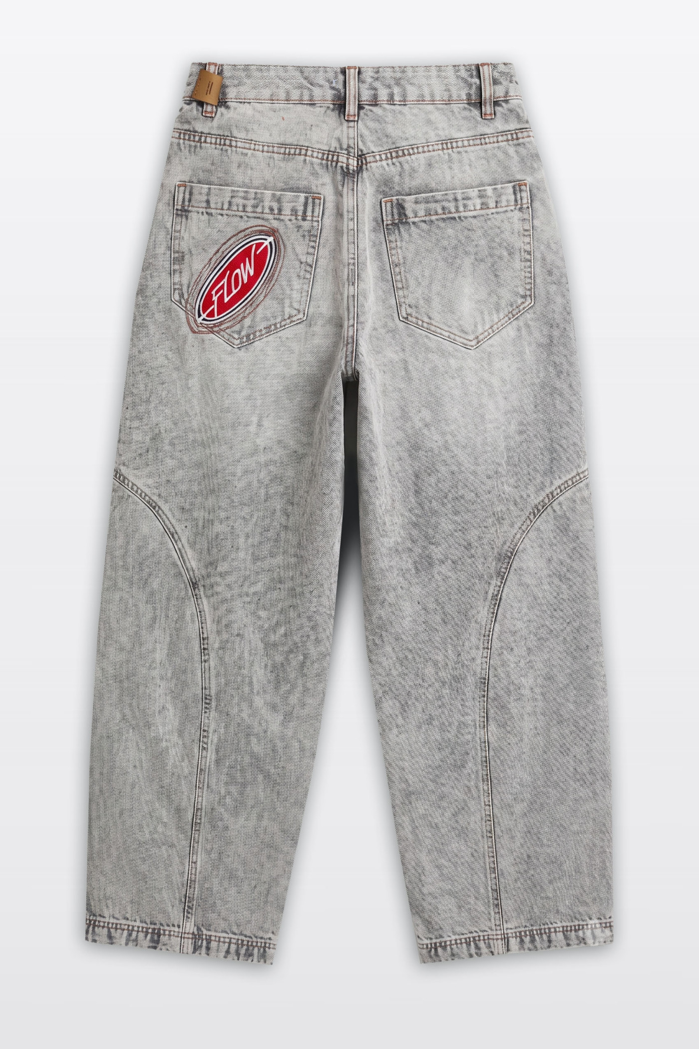 Szare spodnie jeansowe BAGGY z modnymi cięciami