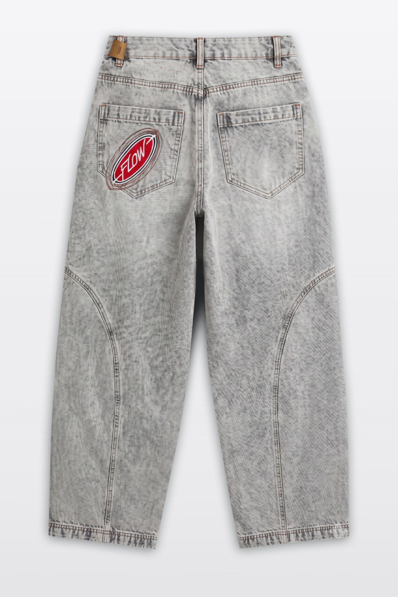 Szare spodnie jeansowe BAGGY z modnymi cięciami