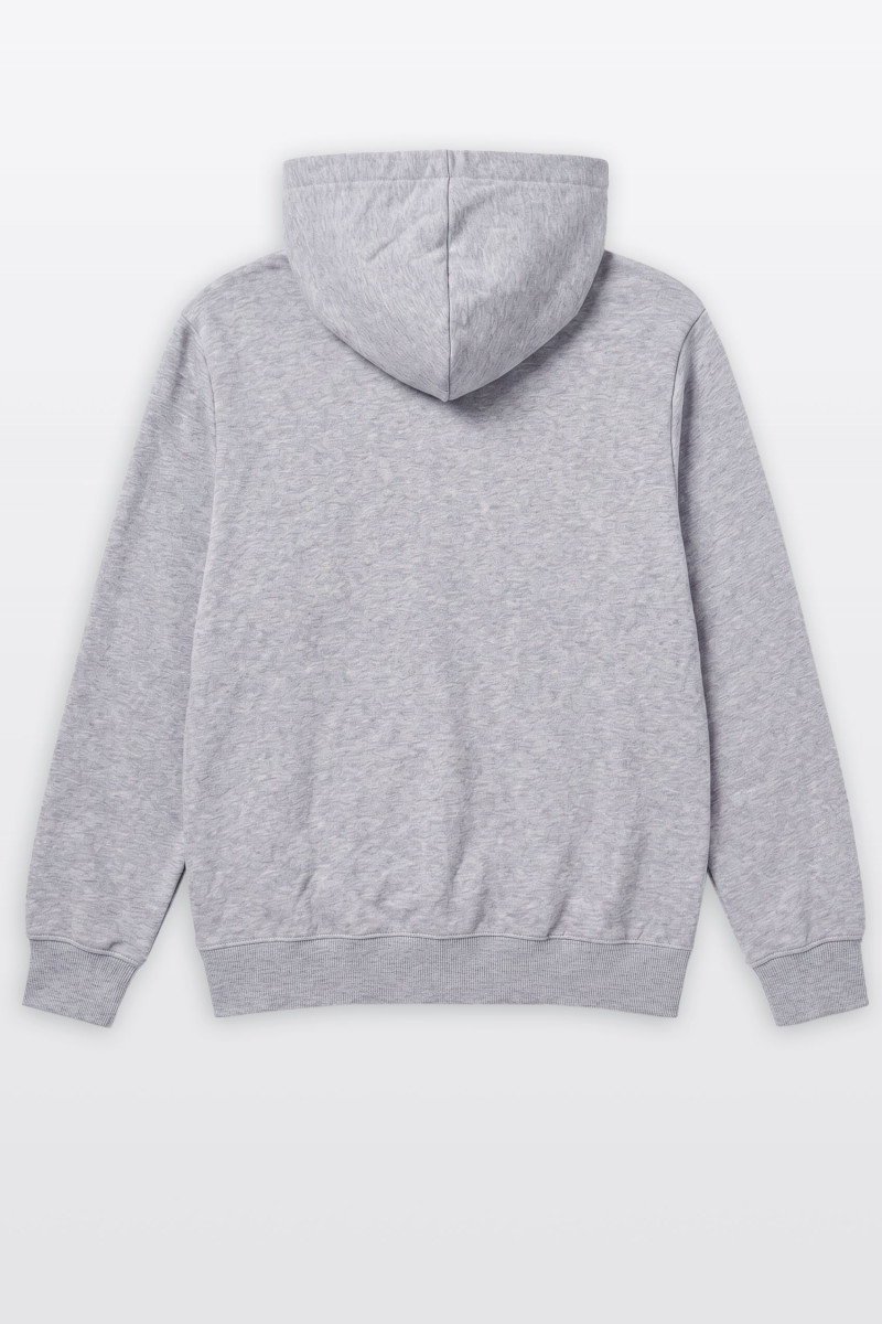 Bluza COMFORT szary melanż z kapturem bez nadruków