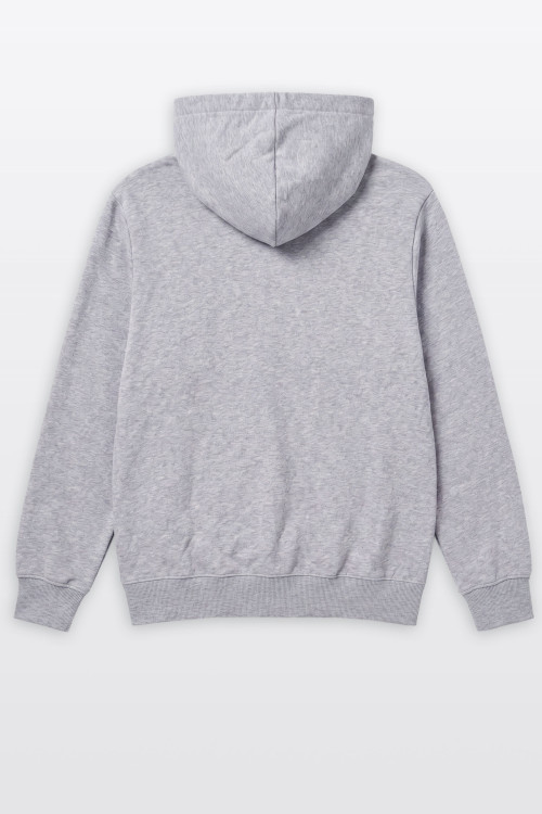 Bluza COMFORT szary melanż z kapturem bez nadruków