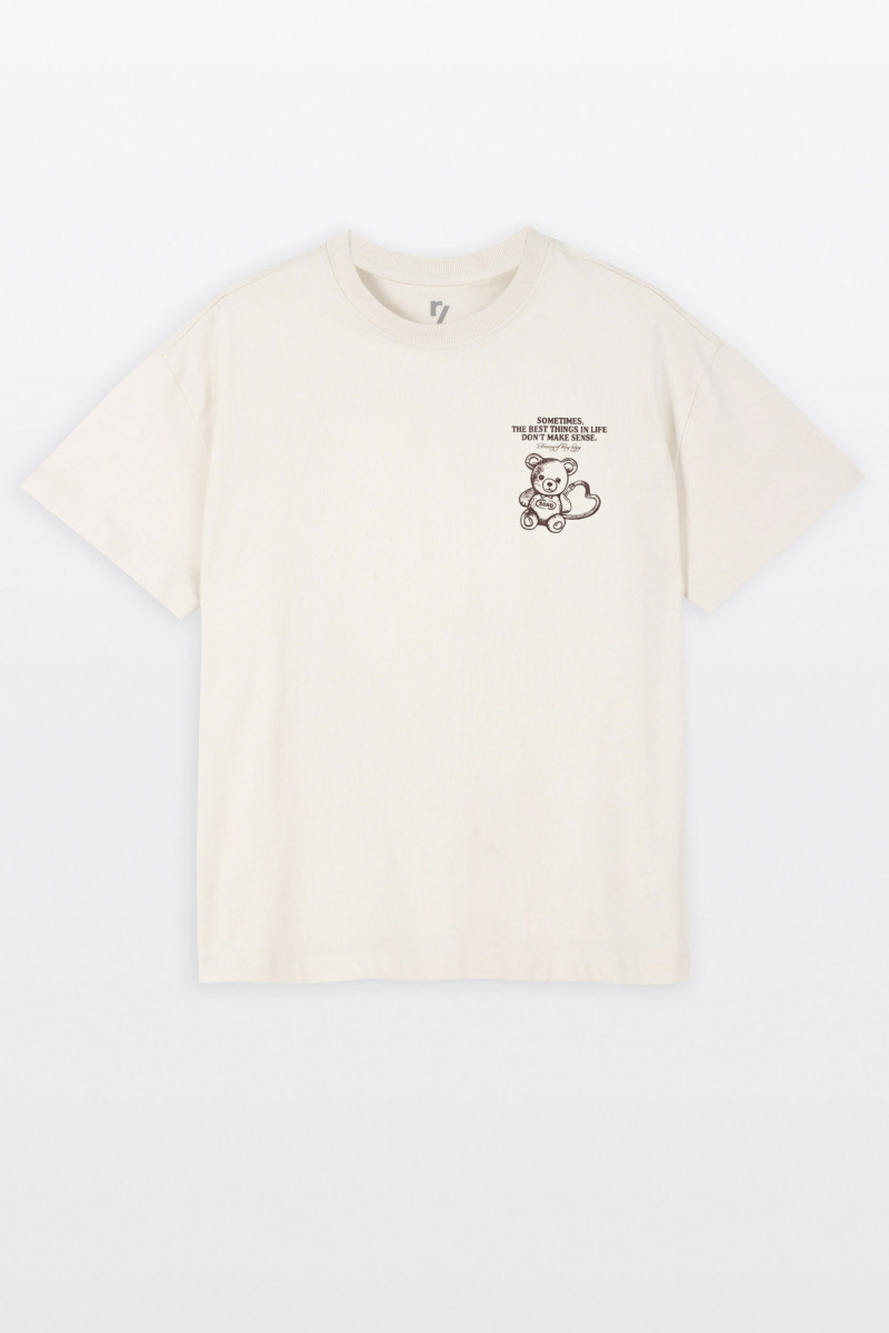 Biały t-shirt OVERSIZE z autorską grafiką z tyłu