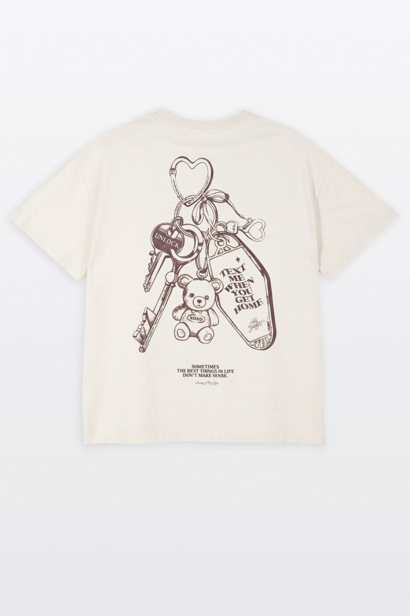 Biały t-shirt OVERSIZE z autorską grafiką z tyłu
