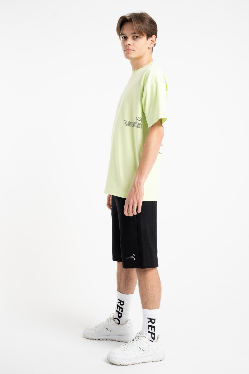 Żółty t-shirt LOOSE z nadrukami