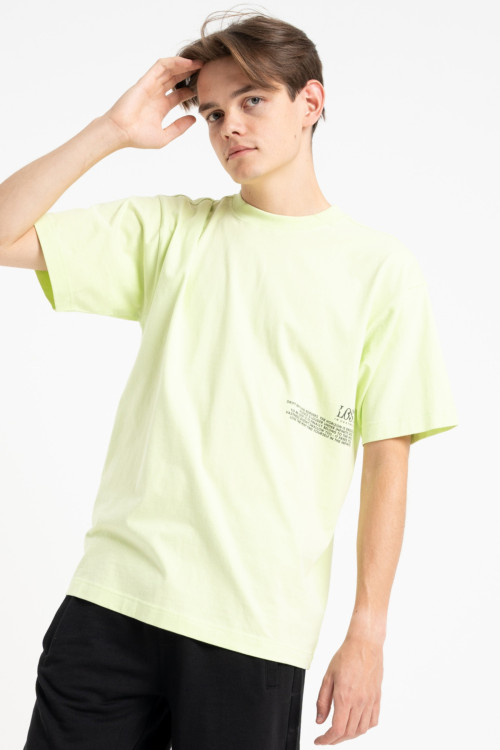 Żółty t-shirt LOOSE z nadrukami