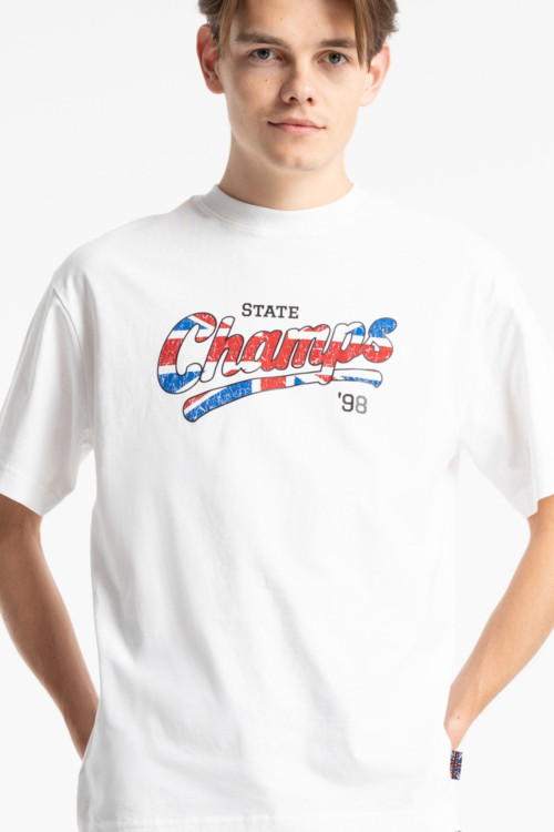Biały t-shirt REGULAR z autorska grafiką z przodu