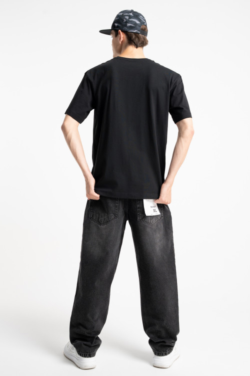 Czarny t-shirt LOOSE gładki bez nadruków