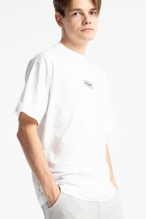 Biały t-shirt LOOSE z autorska grafiką z tyłu