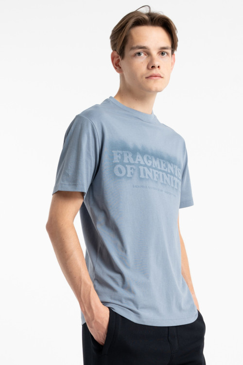 Szary t-shirt REGULAR z autorską grafiką z przodu