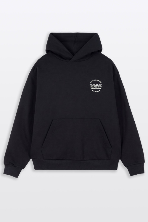 Czarna bluza COMFORT z kapturem z autorską grafiką z tyłu