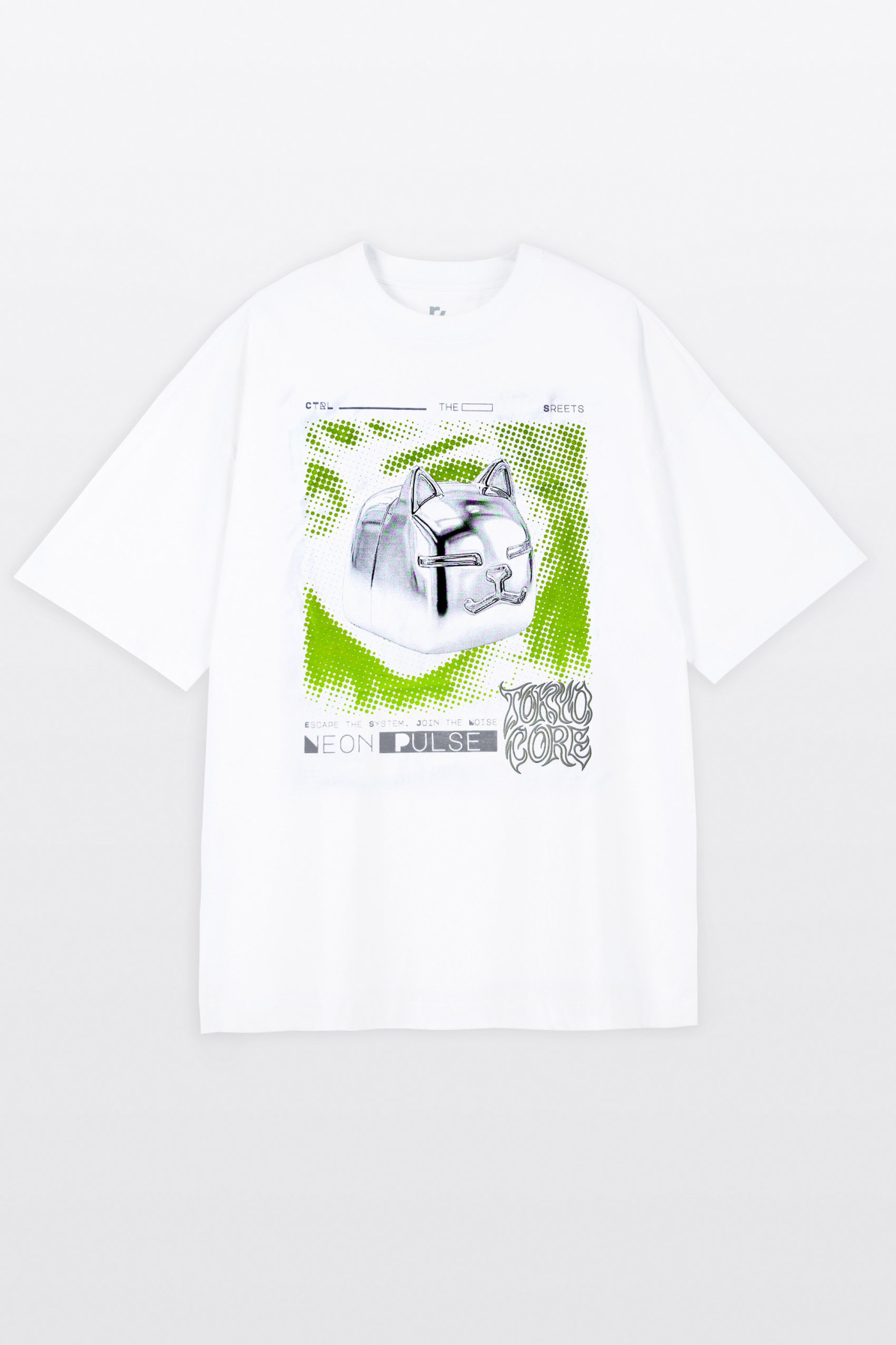 Biały t-shirt LOOSE z autorska grafiką z przodu