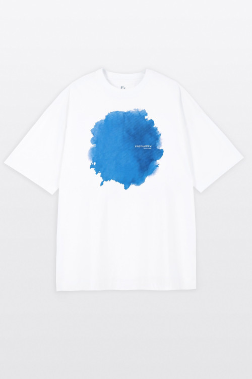 Biały t-shirt RELAXED z autorska grafiką z przodu