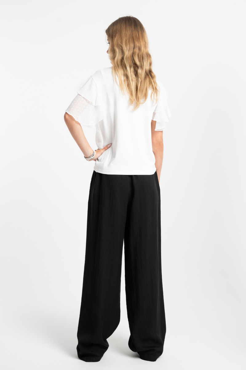 Czarne eleganckie spodnie WIDE LEG z gumą w pasie