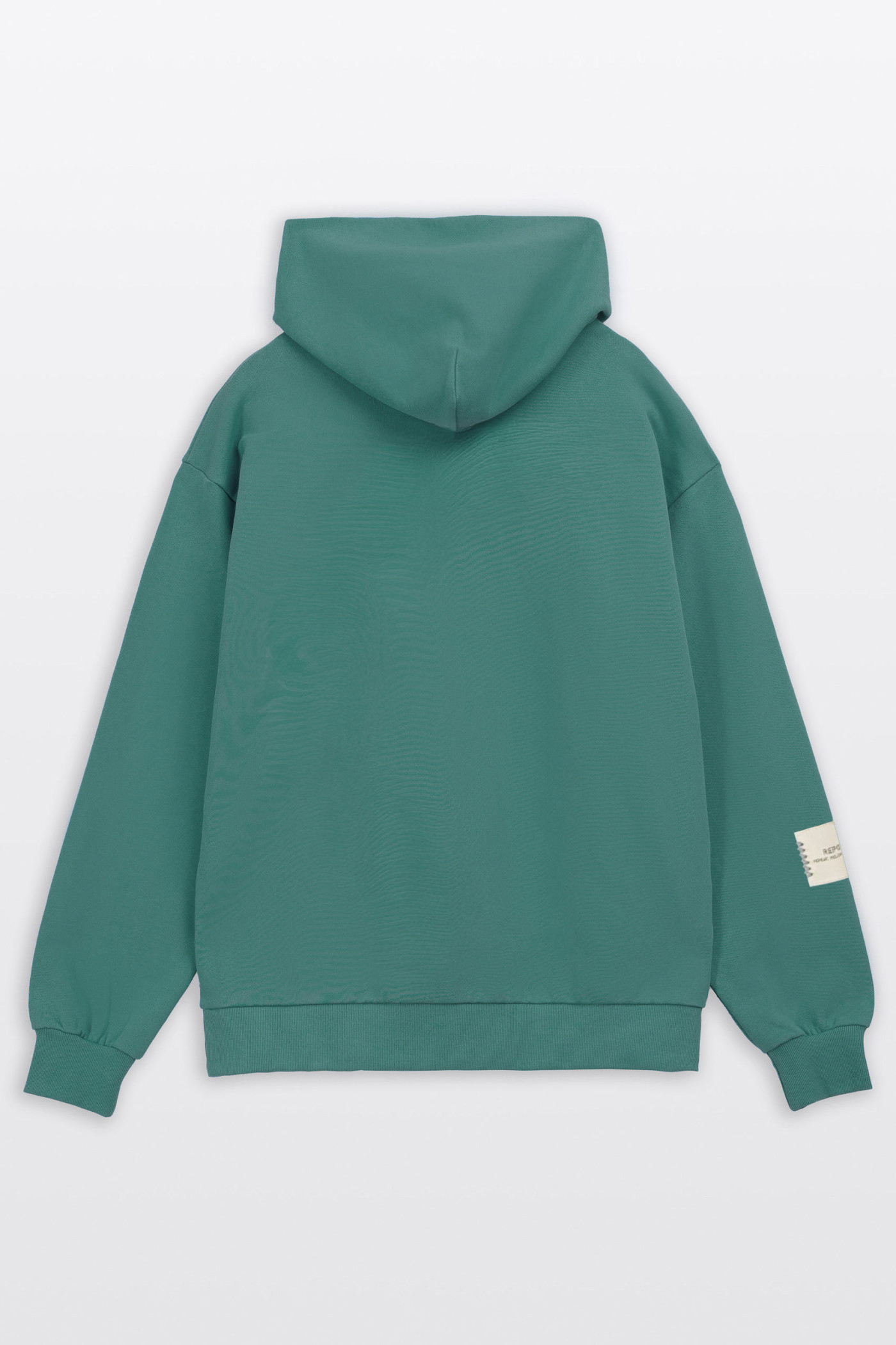 Zielona bluza REGULAR z kapturem z minimalistyczną naszywką na rękawie
