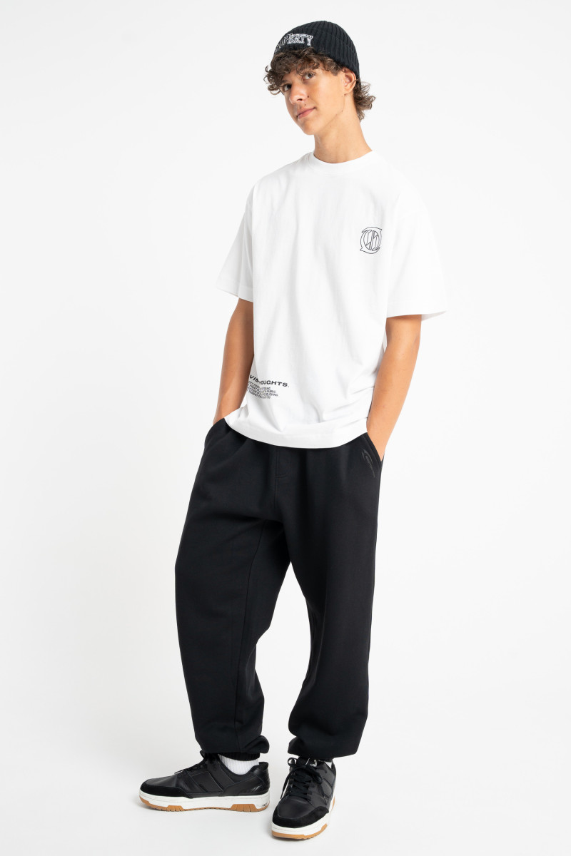 Biały t-shirt LOOSE z nadrukami z przodu