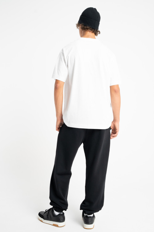 Biały t-shirt LOOSE z nadrukami z przodu